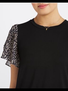 Beacon Black Top with Flutter Sleeves